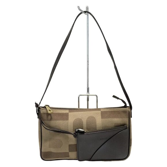 Auth BALLY - Dark Brown Beige Multi Jacquard Leather Shoulder Bag - Picture 1 of 8